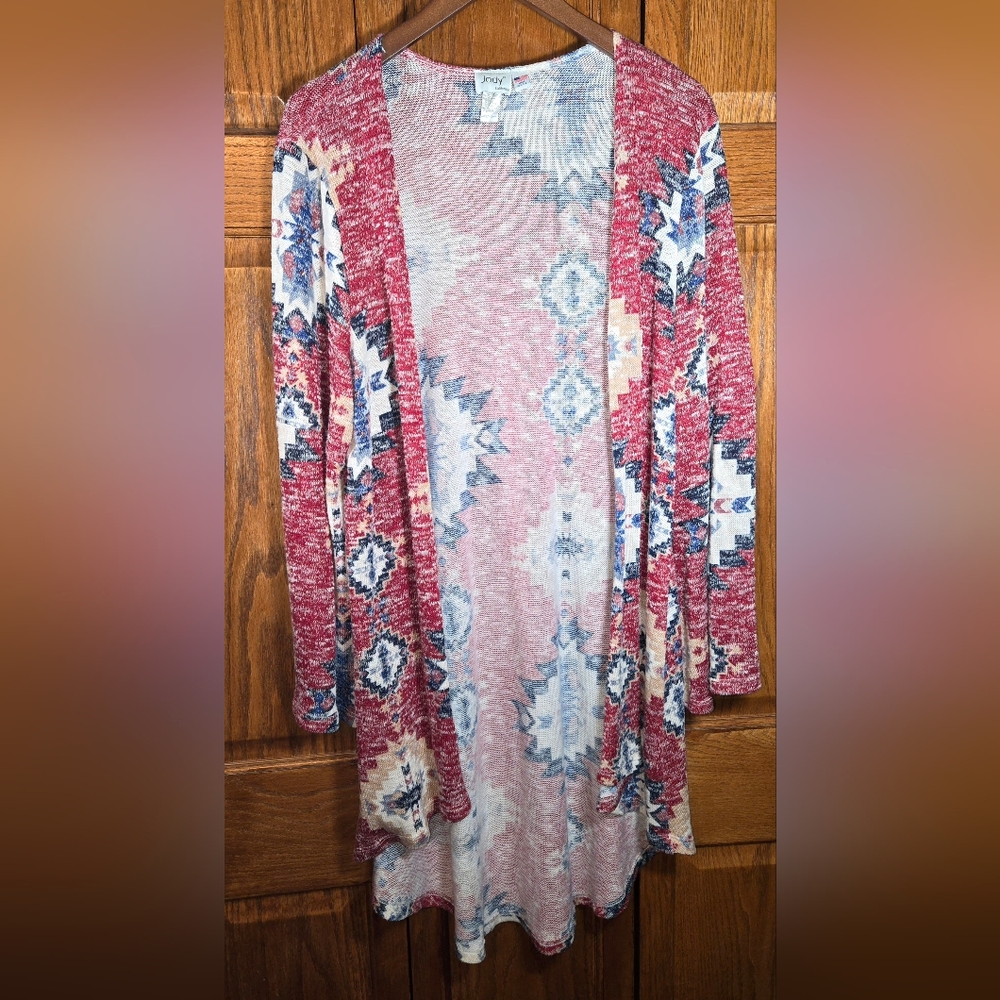 Jody California Open Southwestern Patterned Lightweight Duster Cardigan,  sz Xl
